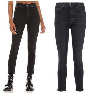 AGOLDE Nico High Rise Slim Fit Jeans Black Gray Denim Jeans Size 30